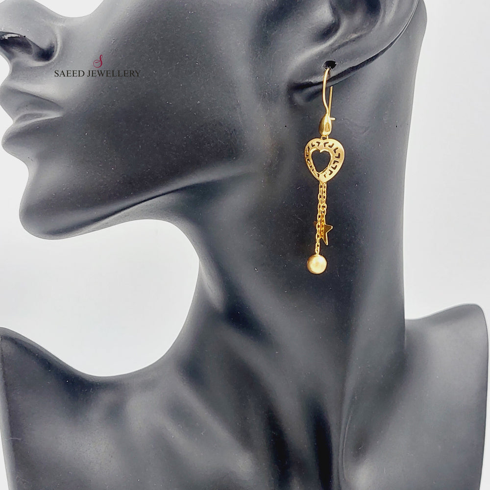 21K Heart Earrings Made of 21K Yellow Gold by Saeed Jewelry-26726