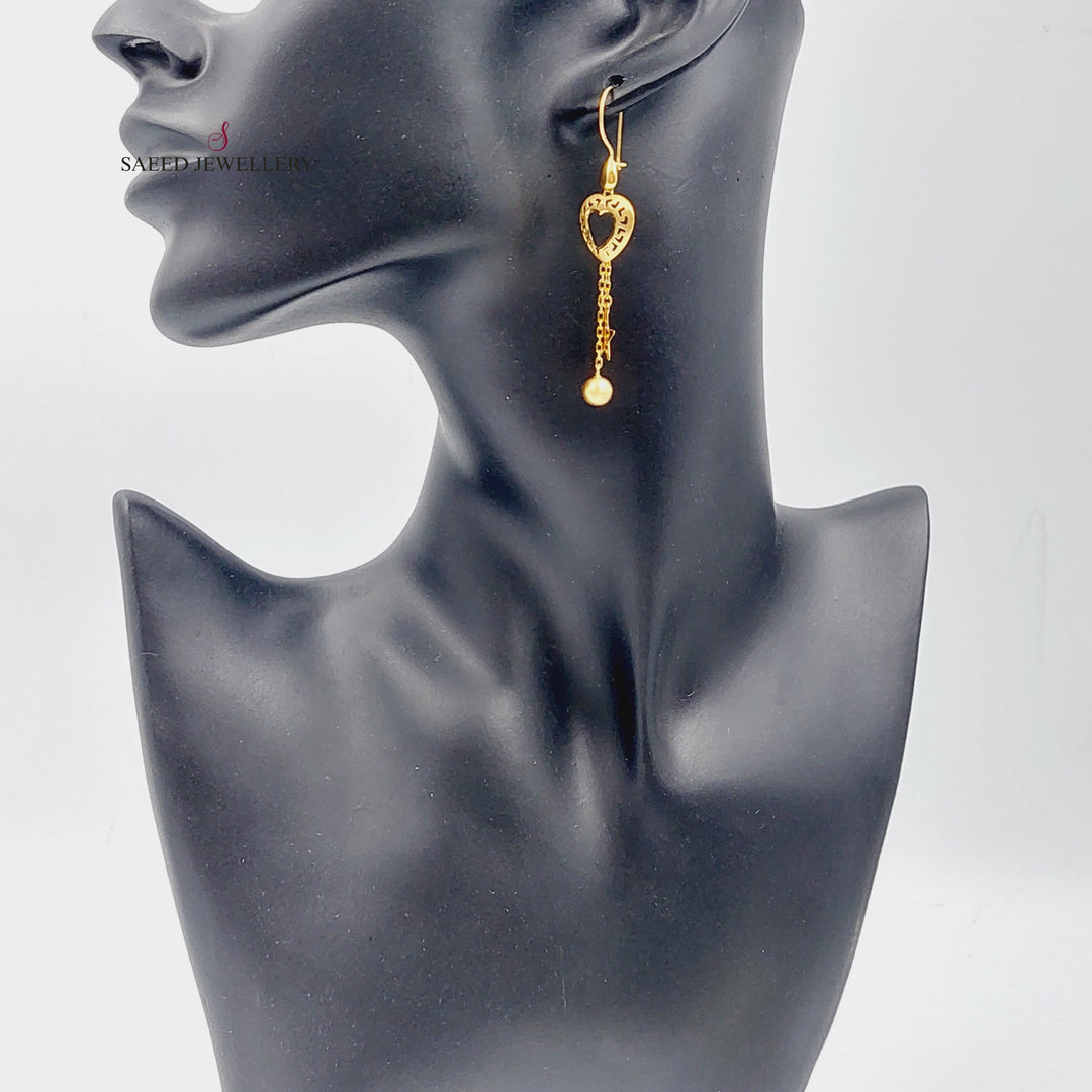 21K Heart Earrings Made of 21K Yellow Gold by Saeed Jewelry-26726