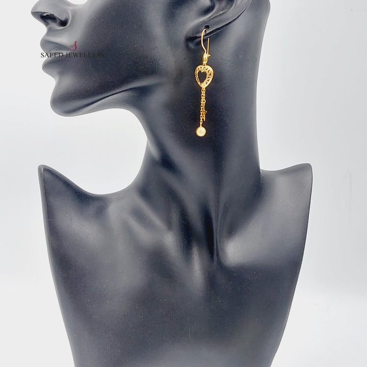 21K Heart Earrings Made of 21K Yellow Gold by Saeed Jewelry-26726