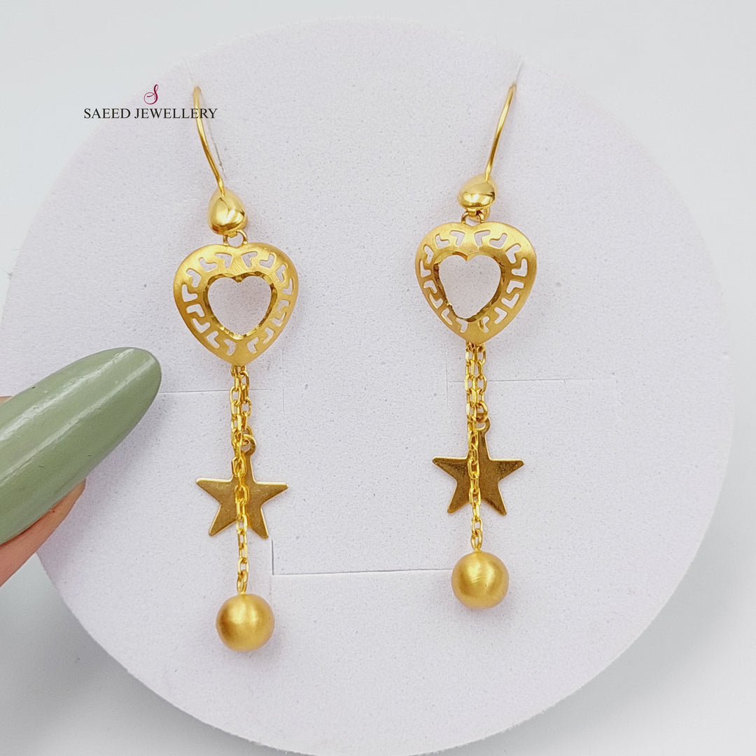 21K Heart Earrings Made of 21K Yellow Gold by Saeed Jewelry-26726