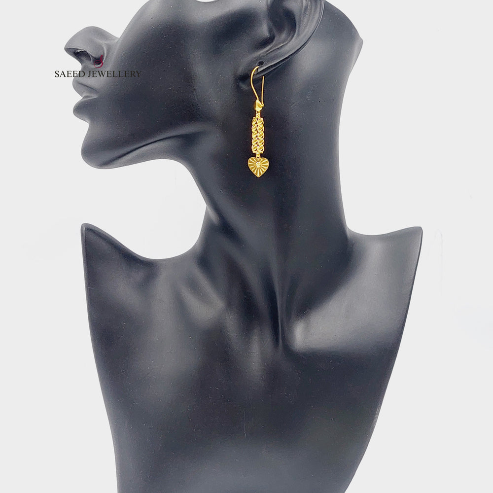 21K Heart Earrings Made of 21K Yellow Gold by Saeed Jewelry-26766