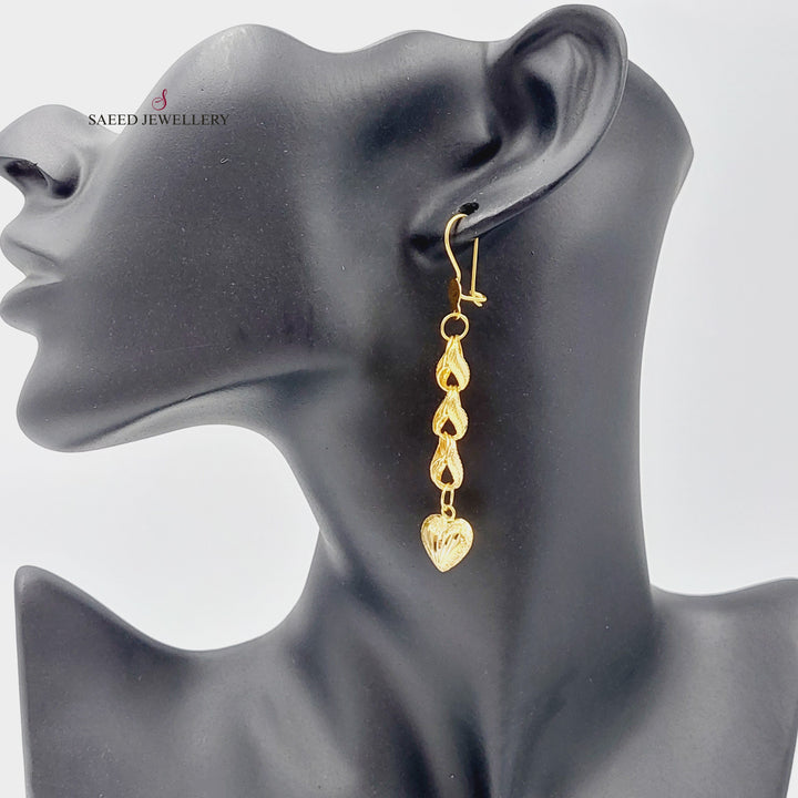 21K Heart Earrings Made of 21K Yellow Gold by Saeed Jewelry-26939