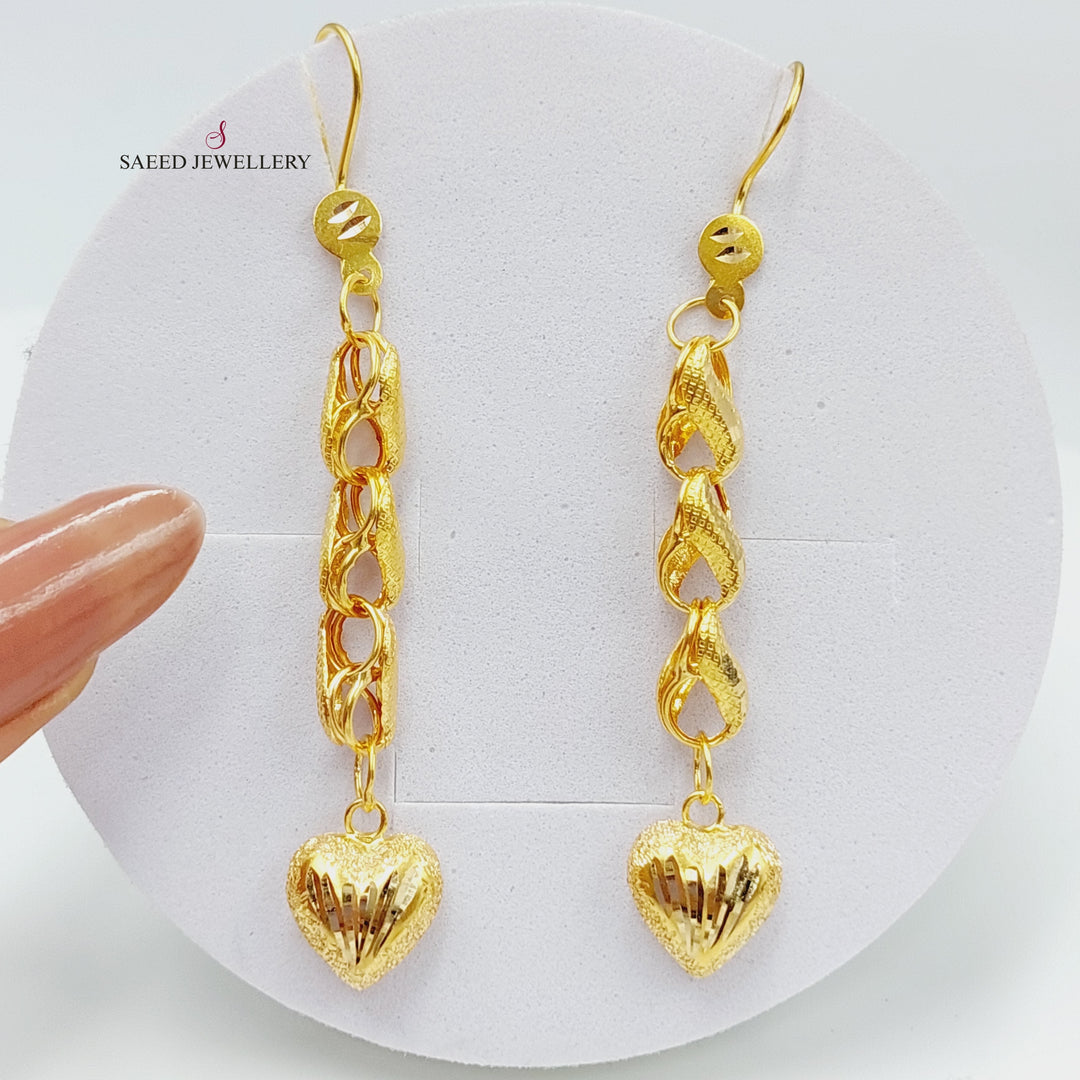 21K Heart Earrings Made of 21K Yellow Gold by Saeed Jewelry-26939