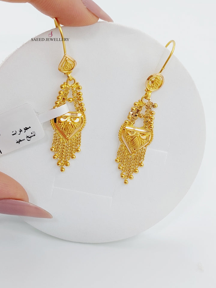 21K Hindi Earrings Made of 21K Yellow Gold by Saeed Jewelry-حلق-هندي-1