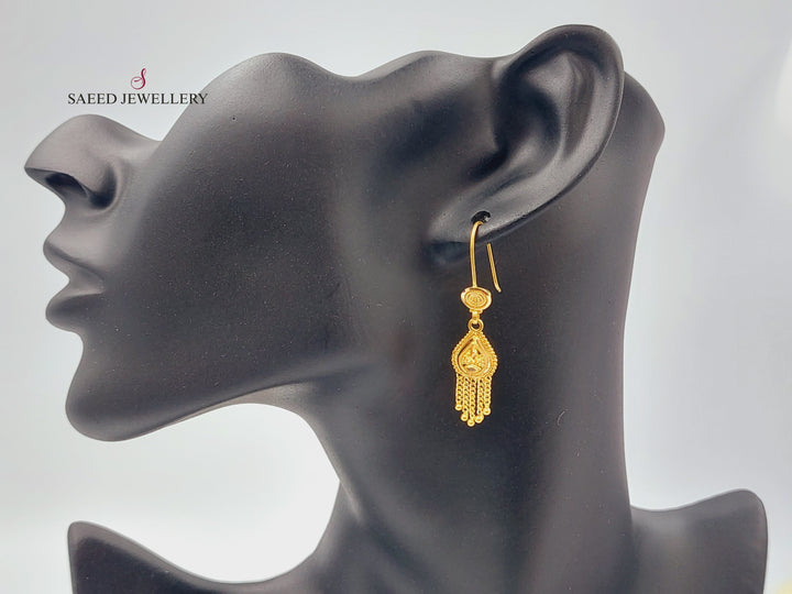 21K Hindi Earrings Made of 21K Yellow Gold by Saeed Jewelry-حلق-هندي-4