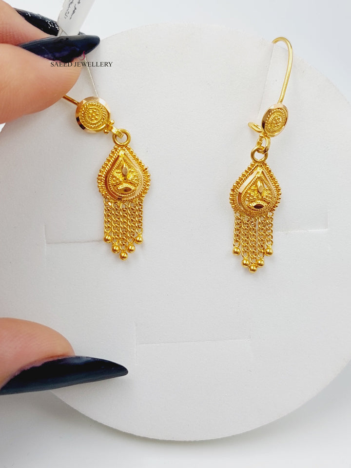 21K Hindi Earrings Made of 21K Yellow Gold by Saeed Jewelry-حلق-هندي-4