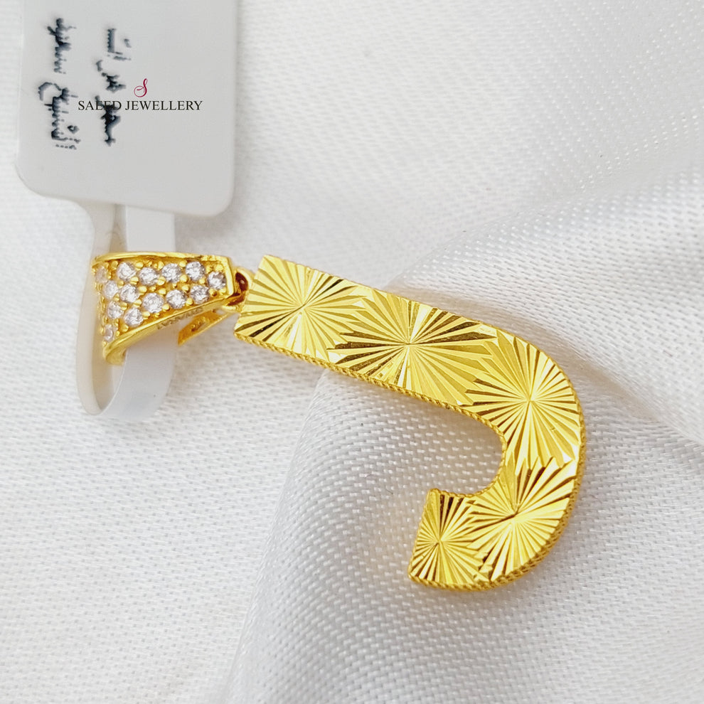 21K J Letter Pendant Made of 21K Yellow Gold by Saeed Jewelry-25600