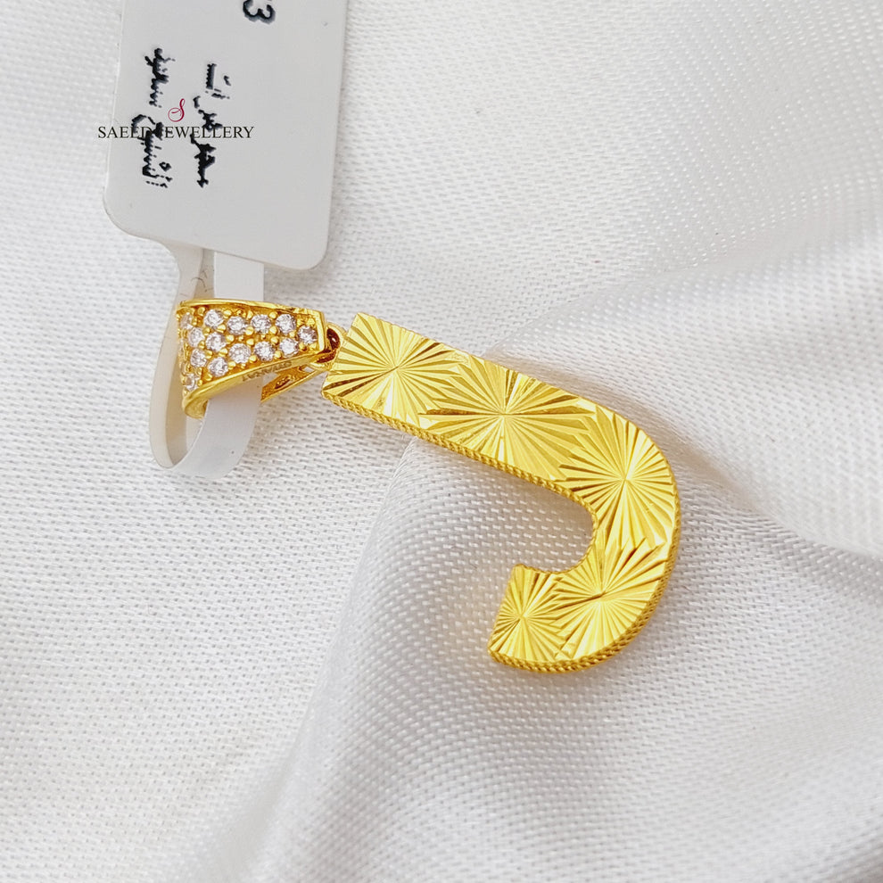 21K J Letter Pendant Made of 21K Yellow Gold by Saeed Jewelry-25600