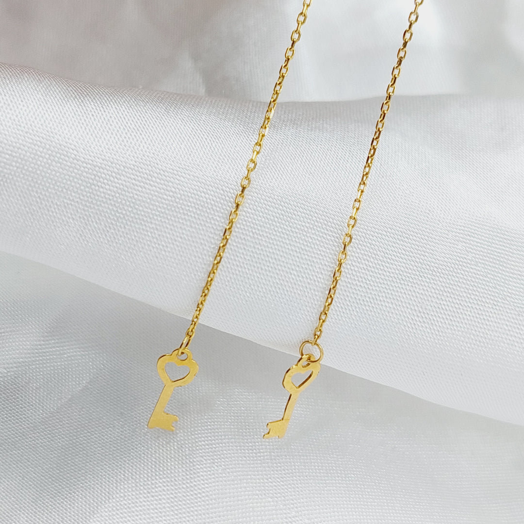 21K Key Earrings Made of 21K Yellow Gold by Saeed Jewelry-25792