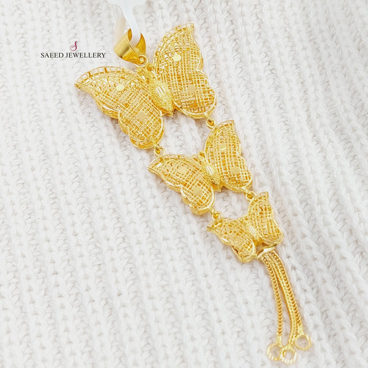 21K Kuwaiti Butterfly Pendant Made of 21K Yellow Gold by Saeed Jewelry-25168