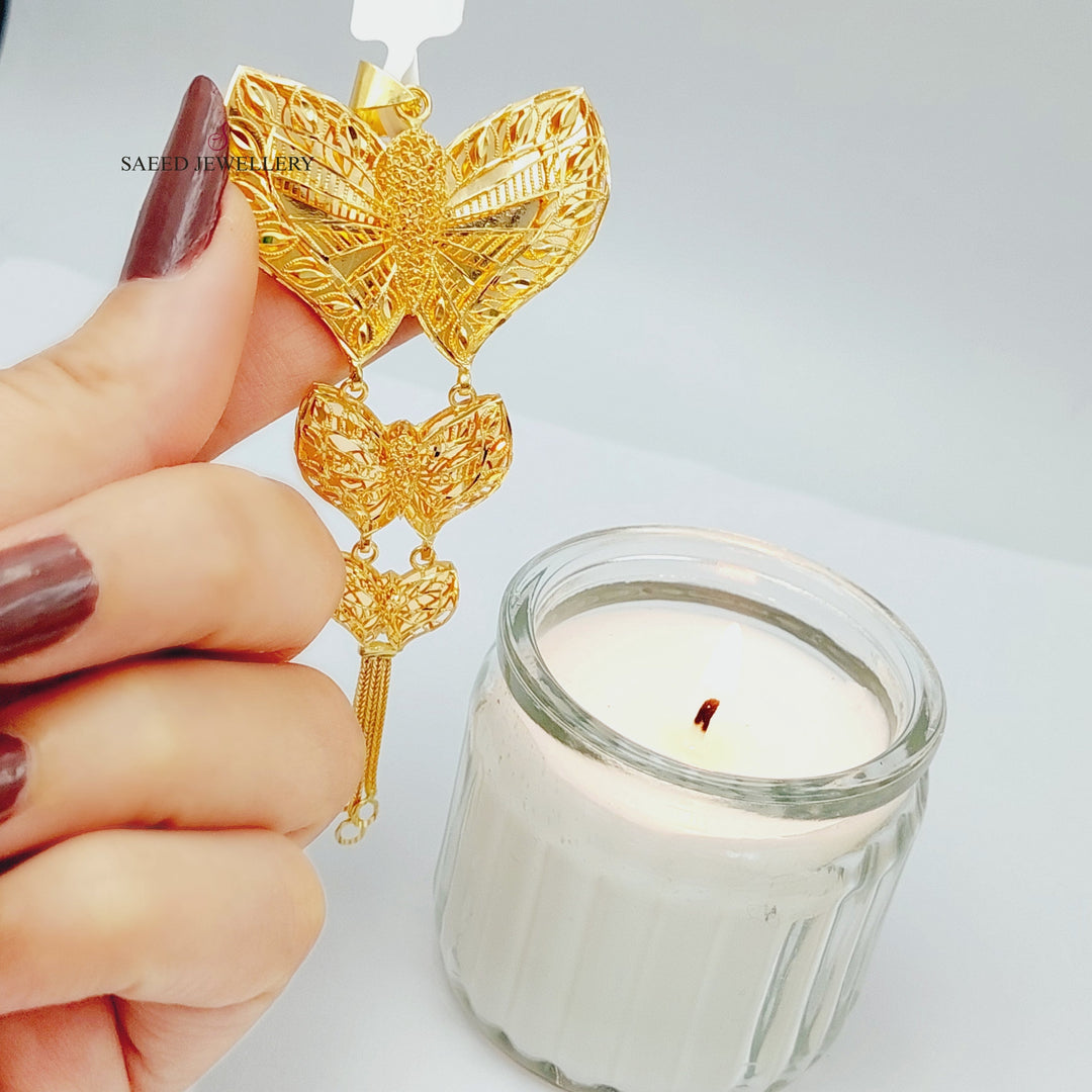 21K Kuwaiti Butterfly Pendant Made of 21K Yellow Gold by Saeed Jewelry-25170