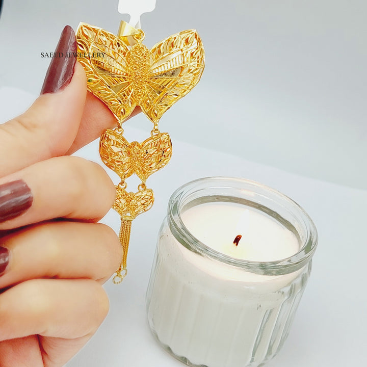 21K Kuwaiti Butterfly Pendant Made of 21K Yellow Gold by Saeed Jewelry-25170