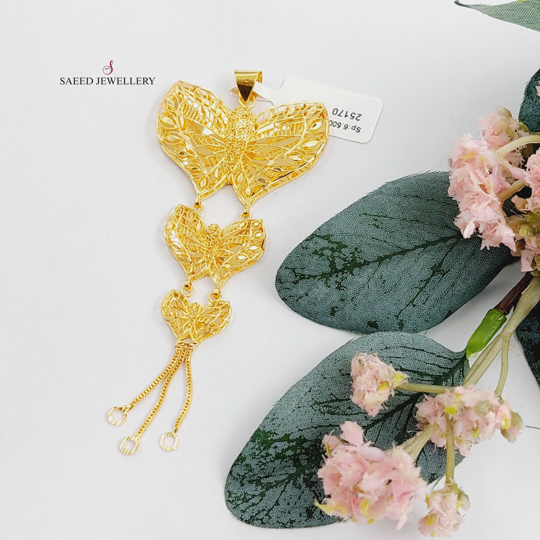 21K Kuwaiti Butterfly Pendant Made of 21K Yellow Gold by Saeed Jewelry-25170