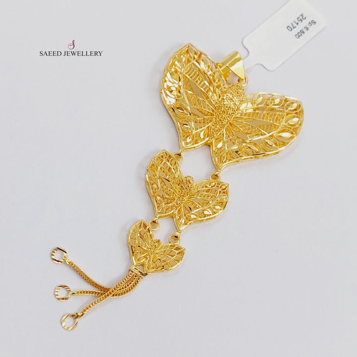 21K Kuwaiti Butterfly Pendant Made of 21K Yellow Gold by Saeed Jewelry-25170