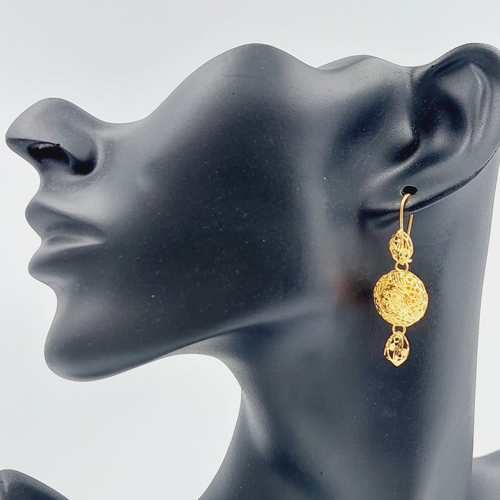 21K Kuwaiti Earrings Made of 21K Yellow Gold by Saeed Jewelry-22516
