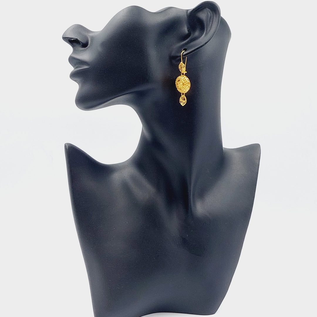 21K Kuwaiti Earrings Made of 21K Yellow Gold by Saeed Jewelry-22516
