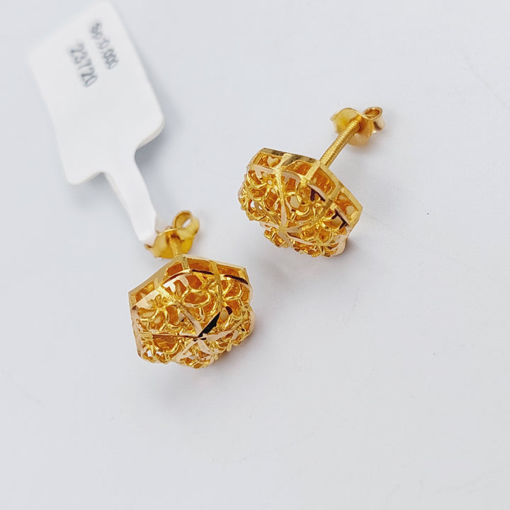 21K Kuwaiti Earrings Made of 21K Yellow Gold by Saeed Jewelry-23720