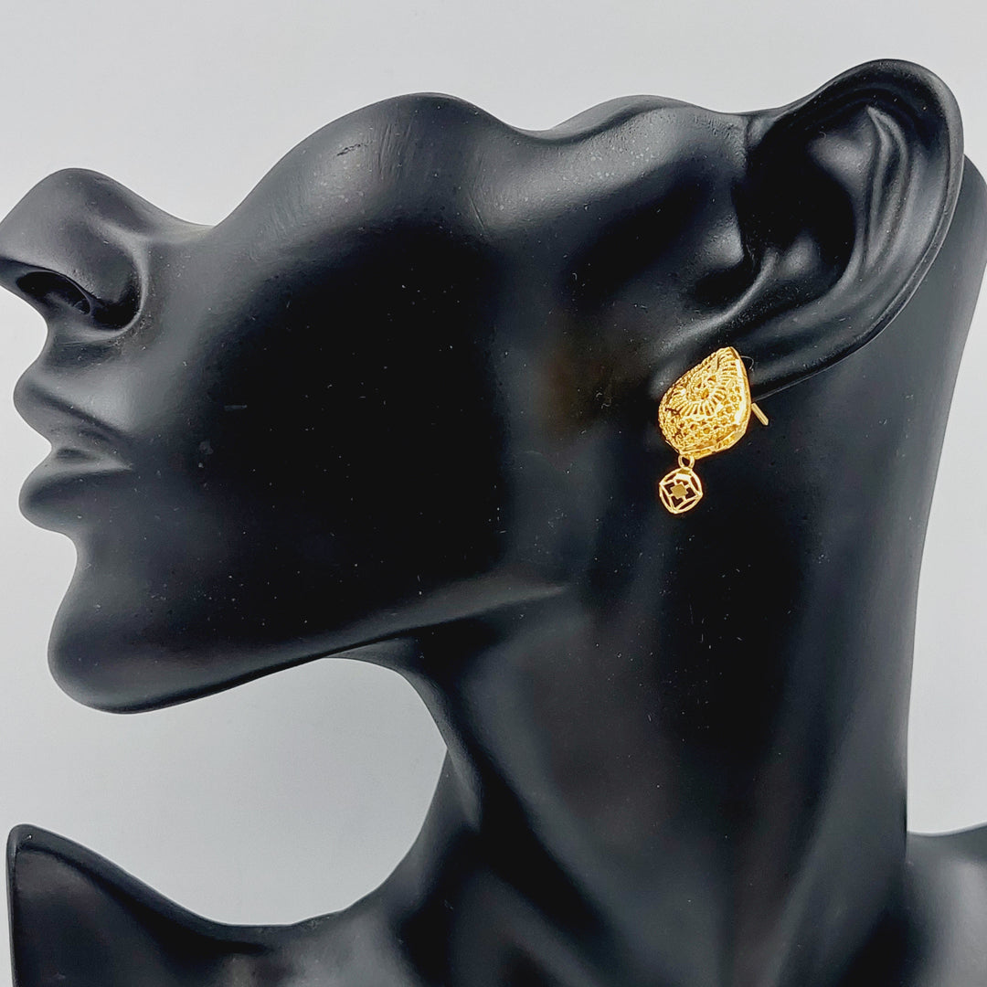 21K Gold Kuwaiti Earrings by Saeed Jewelry - Image 2