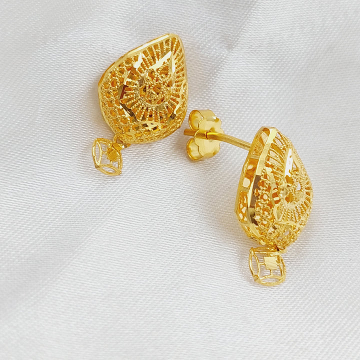 21K Gold Kuwaiti Earrings by Saeed Jewelry - Image 1