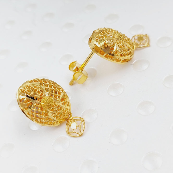 21K Kuwaiti Earrings Made of 21K Yellow Gold by Saeed Jewelry-24861