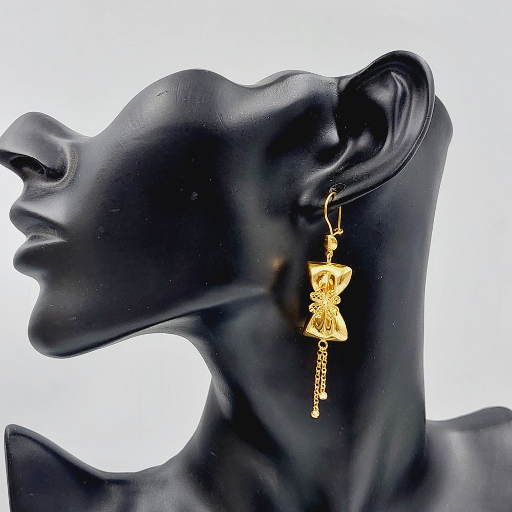 21K Kuwaiti Earrings Made of 21K Yellow Gold by Saeed Jewelry-25450