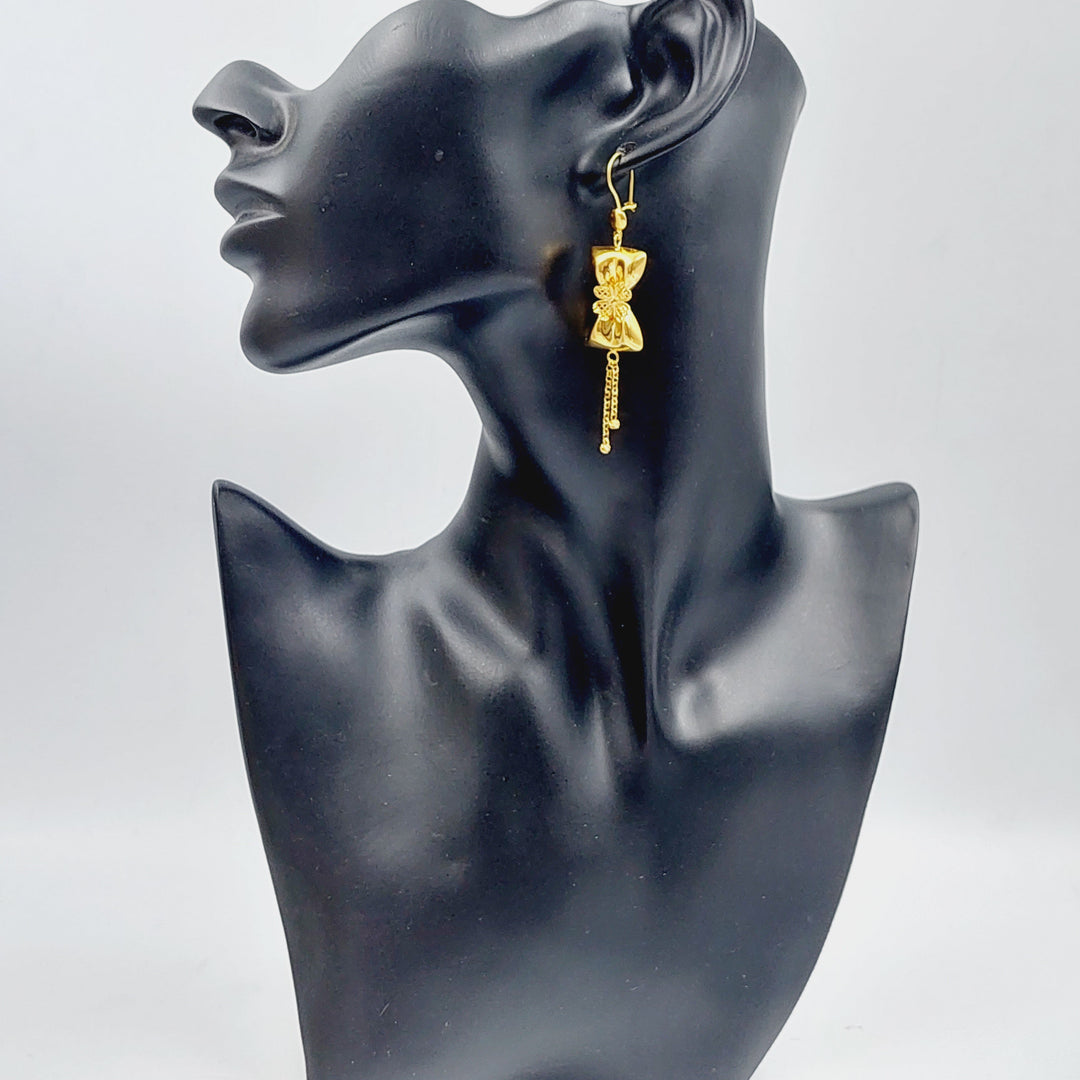 21K Kuwaiti Earrings Made of 21K Yellow Gold by Saeed Jewelry-25450