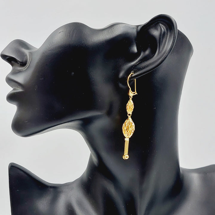 21K Kuwaiti Earrings Made of 21K Yellow Gold by Saeed Jewelry-25451