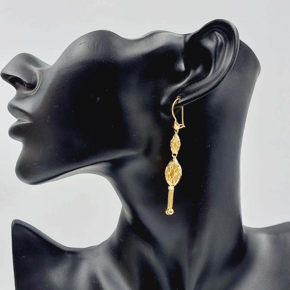 21K Kuwaiti Earrings Made of 21K Yellow Gold by Saeed Jewelry-25453