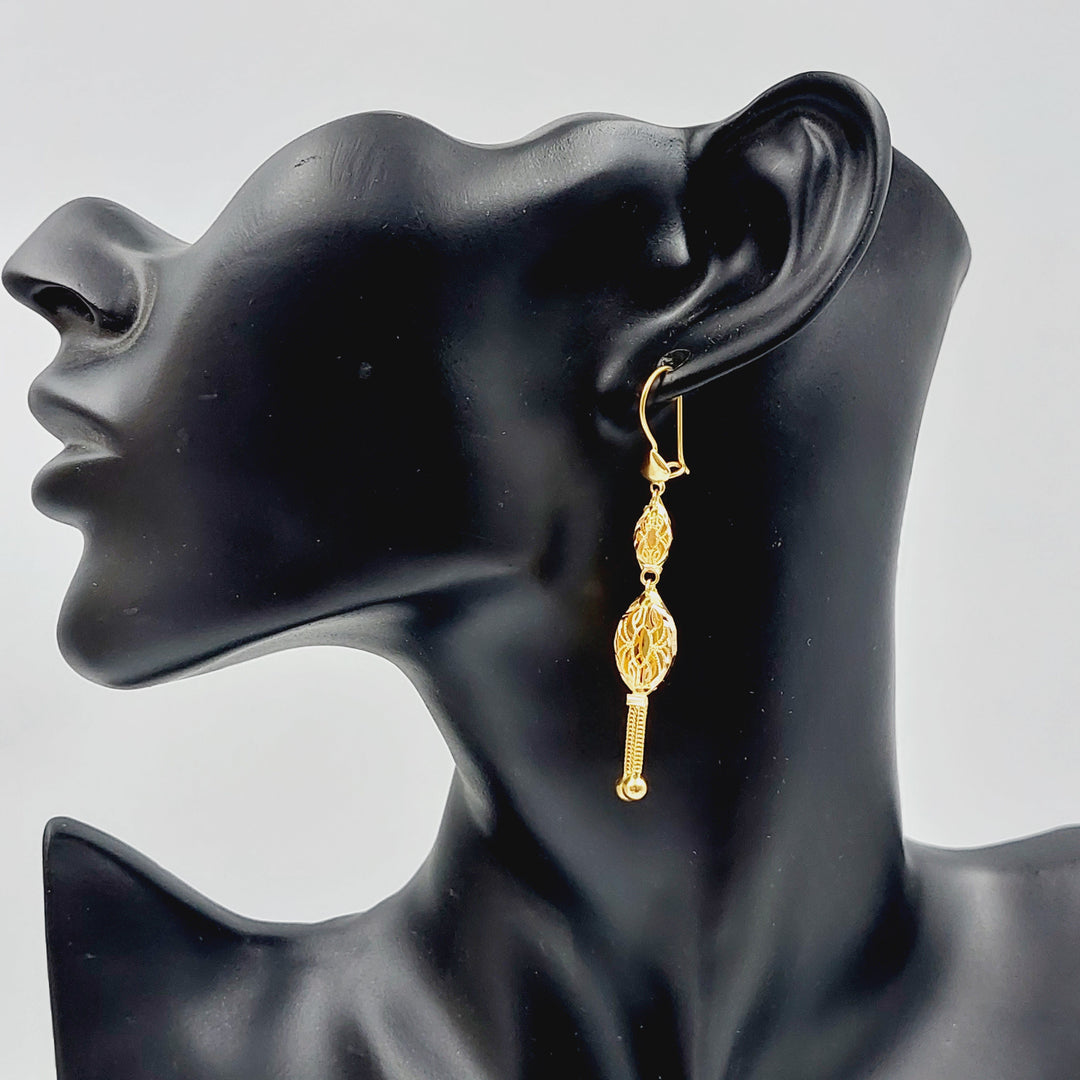 21K Kuwaiti Earrings Made of 21K Yellow Gold by Saeed Jewelry-25453