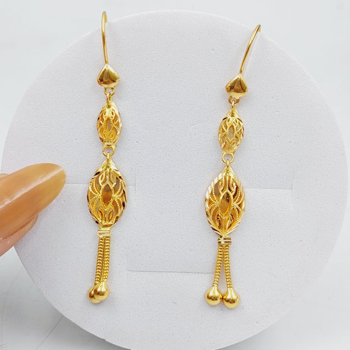 21K Kuwaiti Earrings Made of 21K Yellow Gold by Saeed Jewelry-25453