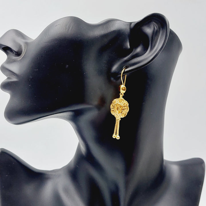 21K Kuwaiti Earrings Made of 21K Yellow Gold by Saeed Jewelry-25586