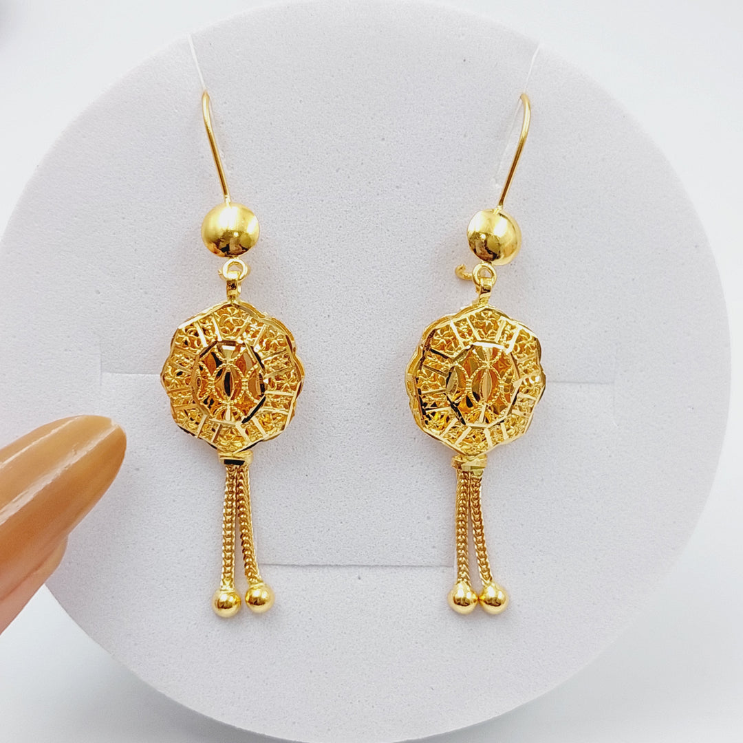 21K Kuwaiti Earrings Made of 21K Yellow Gold by Saeed Jewelry-25586
