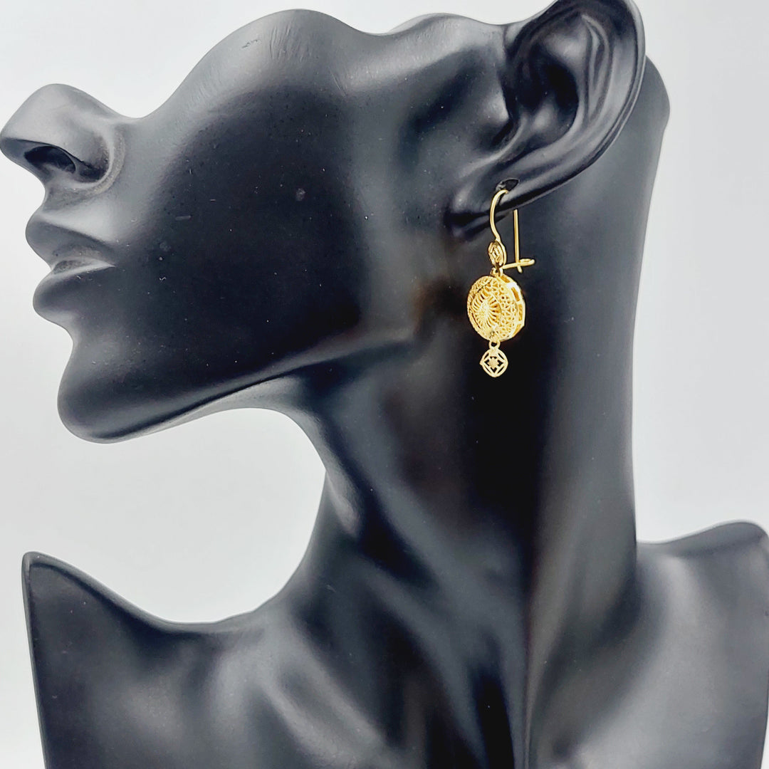 21K Kuwaiti Earrings Made of 21K Yellow Gold by Saeed Jewelry-25588