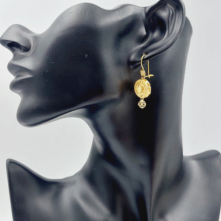 21K Kuwaiti Earrings Made of 21K Yellow Gold by Saeed Jewelry-25588