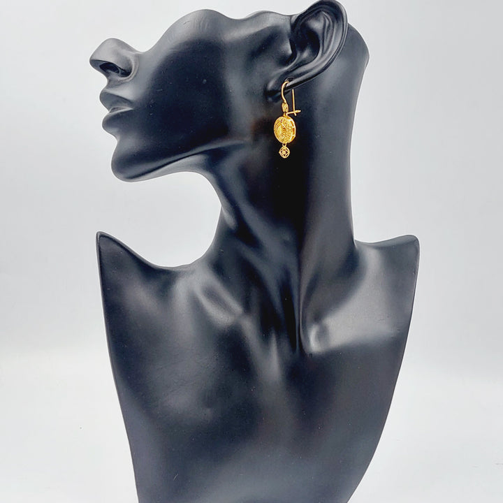21K Kuwaiti Earrings Made of 21K Yellow Gold by Saeed Jewelry-25588