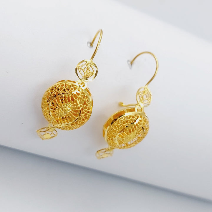 21K Kuwaiti Earrings Made of 21K Yellow Gold by Saeed Jewelry-25588