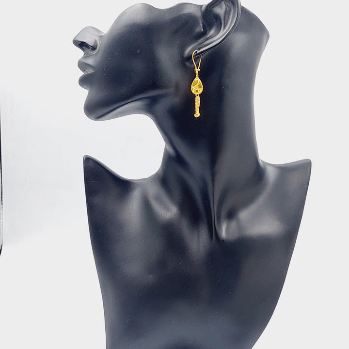 21K Kuwaiti Earrings Made of 21K Yellow Gold by Saeed Jewelry-25590