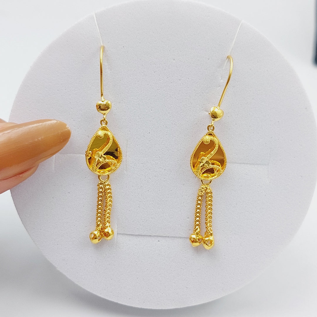 21K Kuwaiti Earrings Made of 21K Yellow Gold by Saeed Jewelry-25590