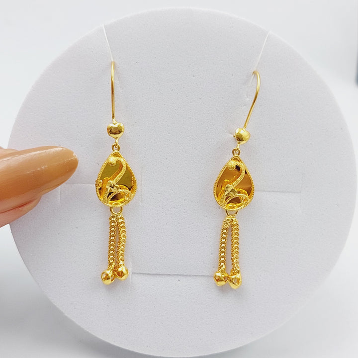 21K Kuwaiti Earrings Made of 21K Yellow Gold by Saeed Jewelry-25590