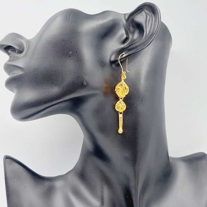 21K Kuwaiti Earrings Made of 21K Yellow Gold by Saeed Jewelry-25807