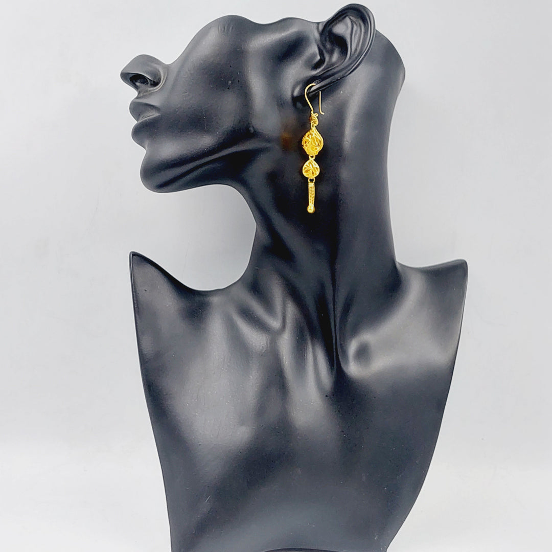 21K Kuwaiti Earrings Made of 21K Yellow Gold by Saeed Jewelry-25807