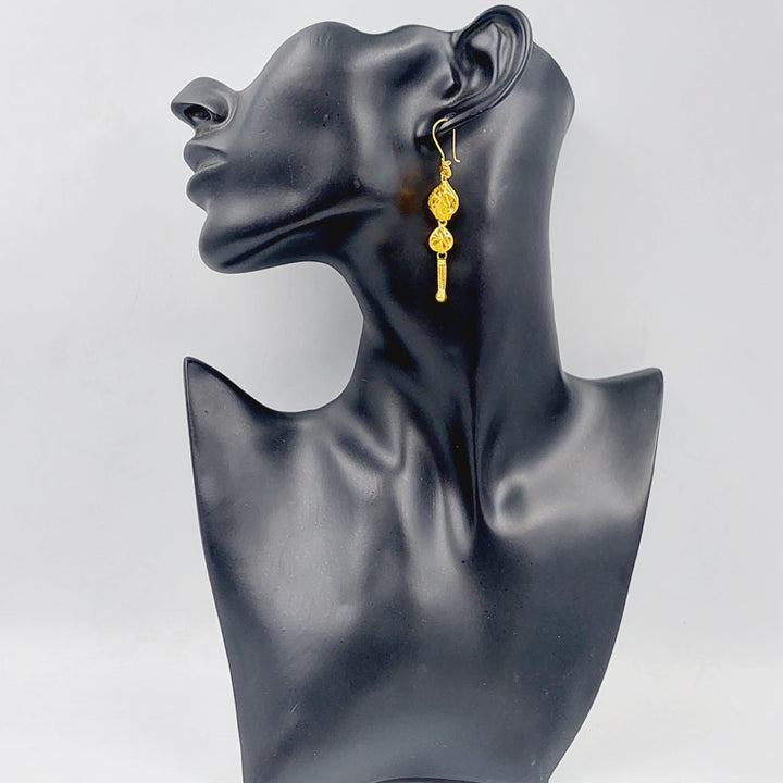 21K Kuwaiti Earrings Made of 21K Yellow Gold by Saeed Jewelry-25807
