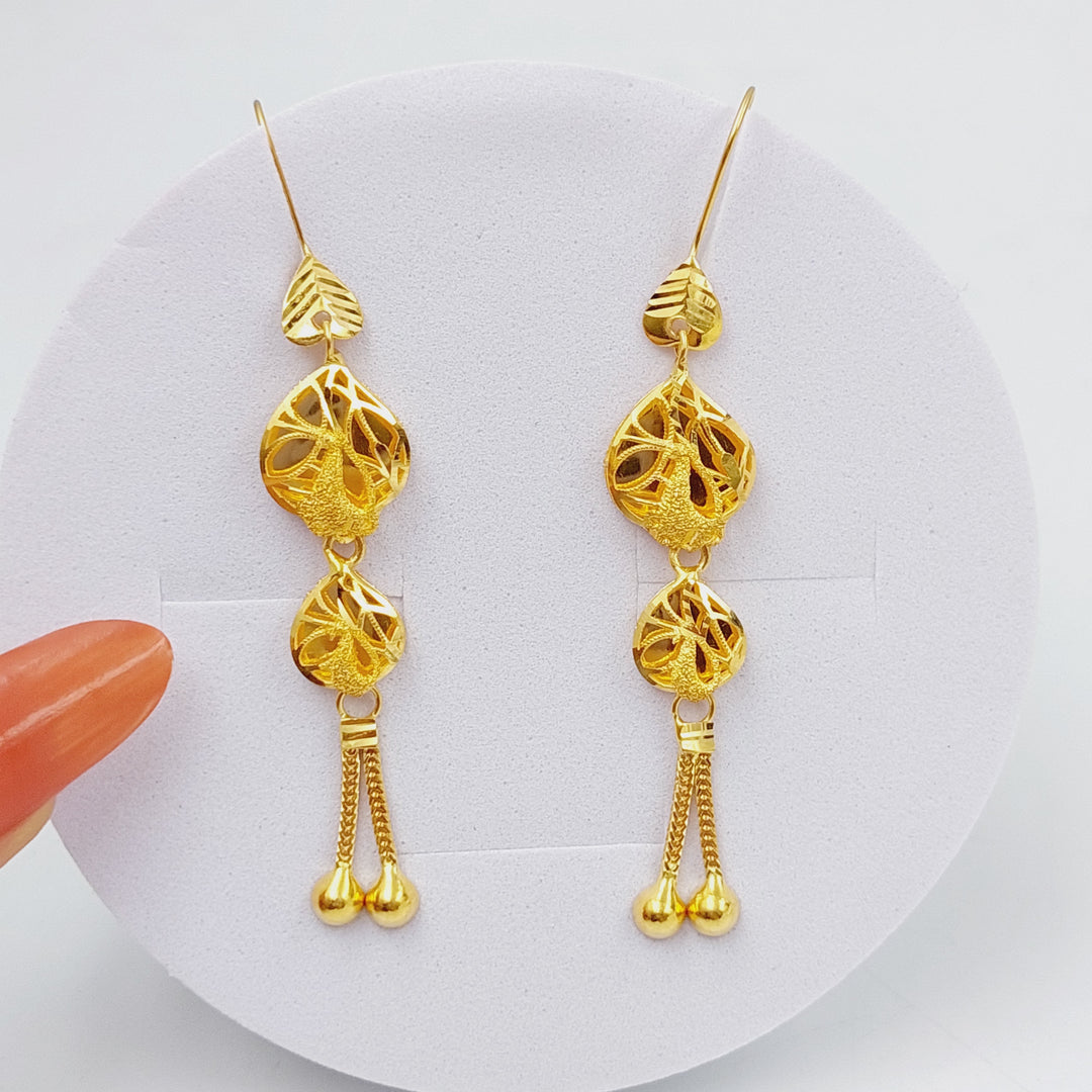 21K Kuwaiti Earrings Made of 21K Yellow Gold by Saeed Jewelry-25807