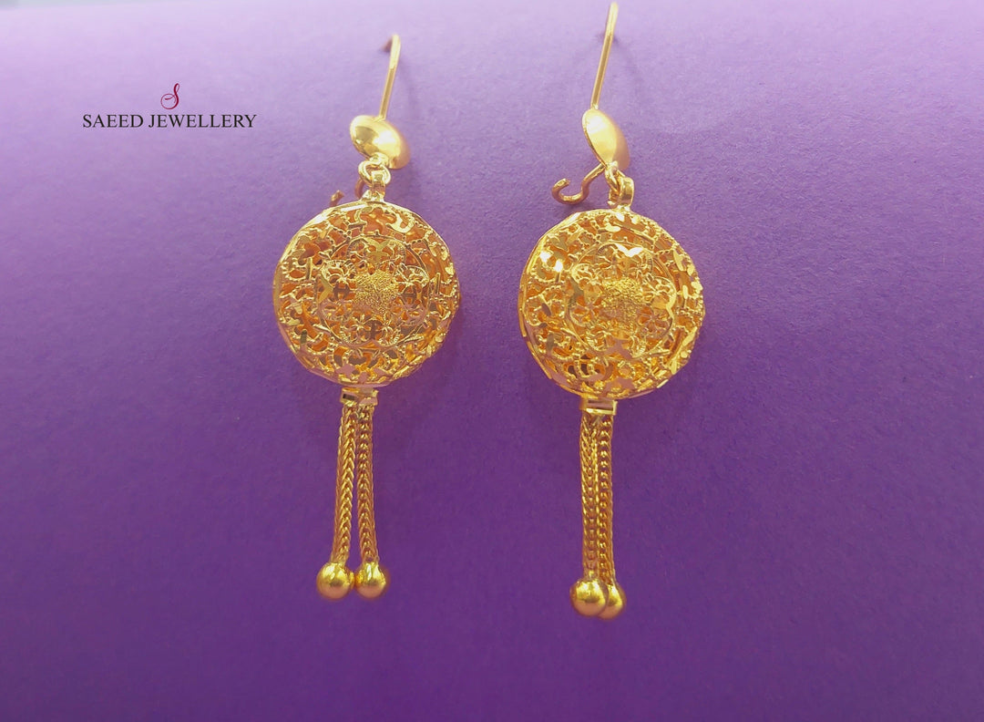 21K Gold Kuwaiti Earrings by Saeed Jewelry - Image 1