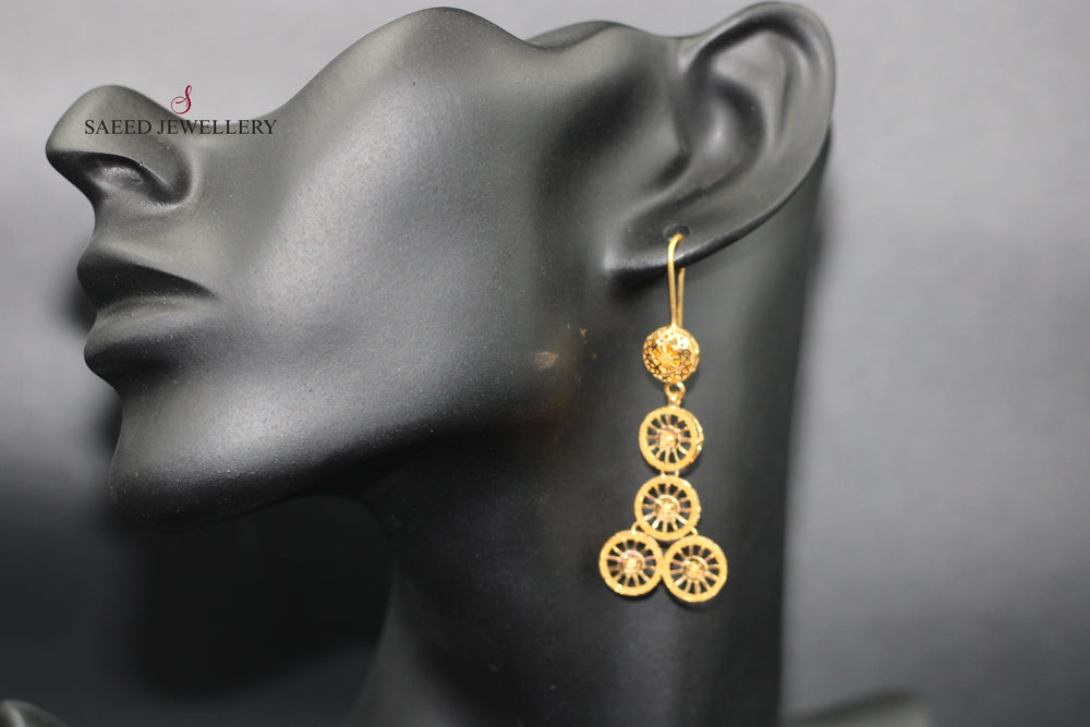 21K Kuwaiti Earrings Made of 21K Yellow Gold by Saeed Jewelry-حلق-كويتي-8