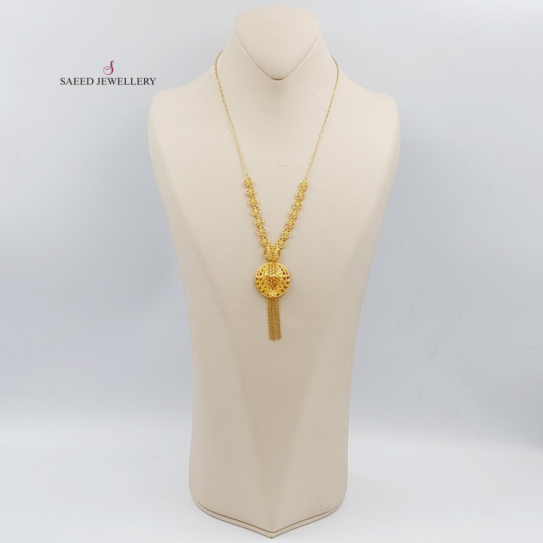 21K Kuwaiti Necklace Made of 21K Yellow Gold by Saeed Jewelry-عقد-كويتي