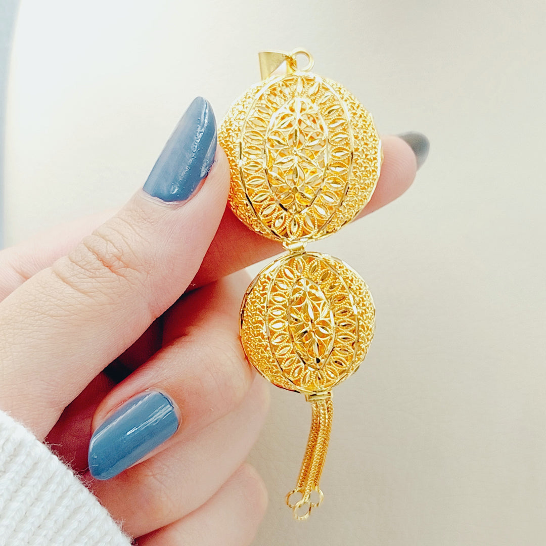 21K Gold Kuwaiti Pendant by Saeed Jewelry - Image 3