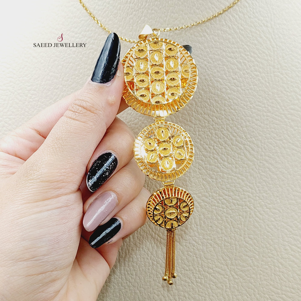 21K Kuwaiti Pendant Made of 21K Yellow Gold by Saeed Jewelry-تعليقه-كويتي-3