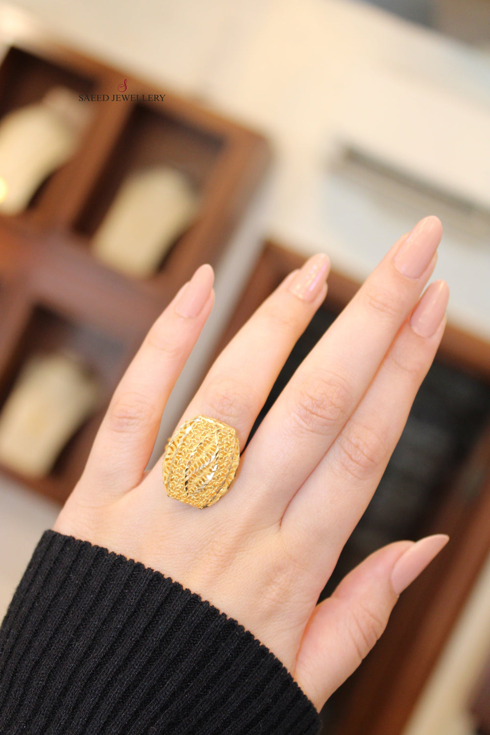 21K Kuwaiti Ring Made of 21K Yellow Gold by Saeed Jewelry-16005