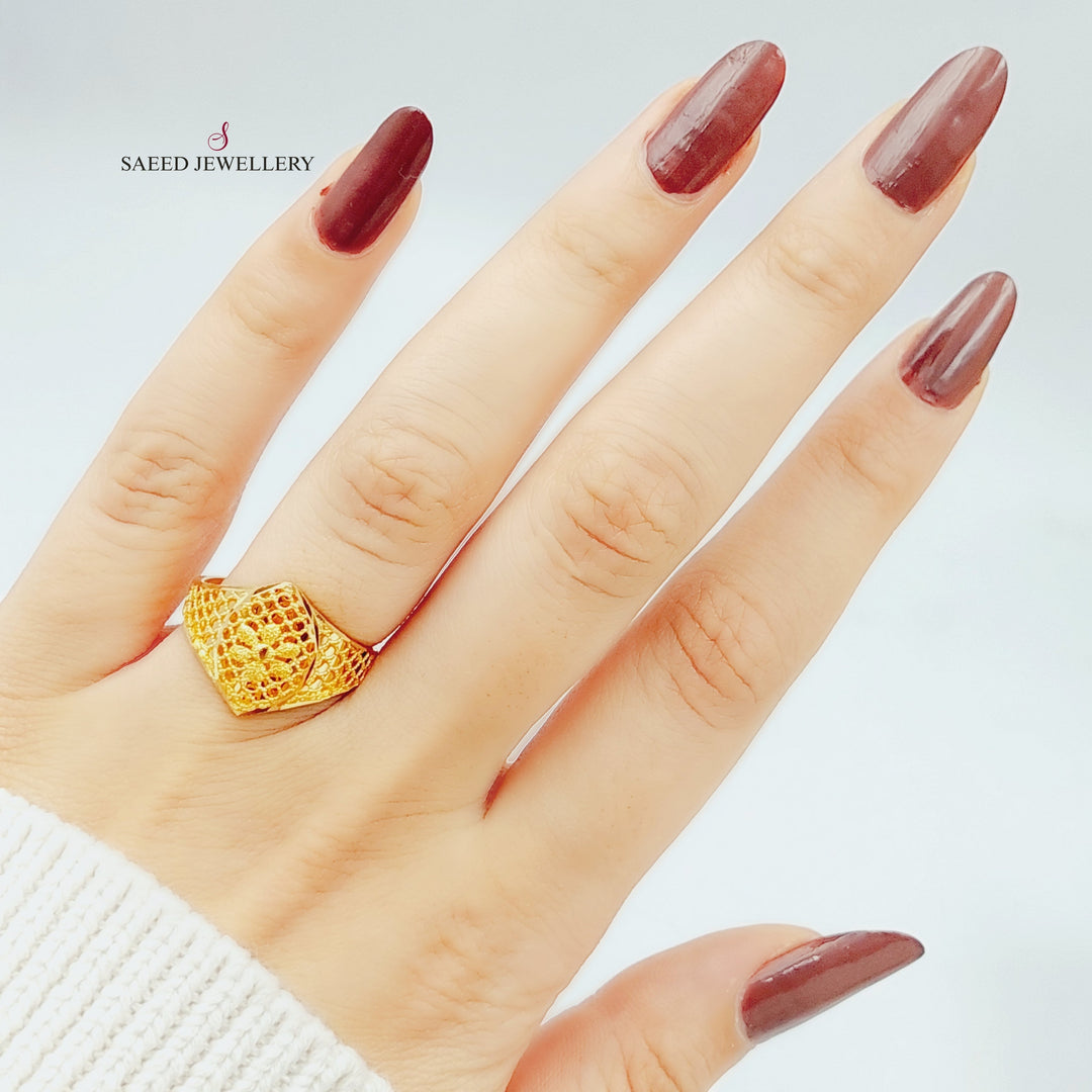 21K Kuwaiti Ring Made of 21K Yellow Gold by Saeed Jewelry-25165